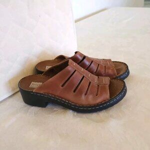 Womens Josef Seibel European Comfort Leather Slider Sandals Shoes 36 6 Brown